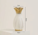 Axyaa Elegant White Ceramic Vase with Water Nourishing Rose Flower Arrangement