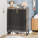 Axyaa Grey 5-Tier Shoe Storage Cabinet for Entryway, 25 Pairs Wooden Shoe Rack