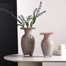 Axyaa Pink Flower Edge Glass Vase Hydroponics Plant Pot Room Decor