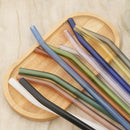 Axyaa Glass Straw Set with Brush, 10pcs Reusable Bent Milkshake Drinking Straws