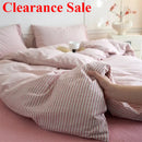 Axyaa Luxury Cotton Stripe Duvet Cover Set - Yarn-Dyed Bedding Set