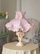 Axyaa Nordic Pink LED Table Lamp Resin Art Decor Girls Bedroom Bedside