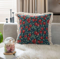 Axyaa Vintage Floral Oil Painting Pillow Cover with Jacquard Tassels