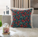 Axyaa Vintage Floral Oil Painting Pillow Cover with Jacquard Tassels