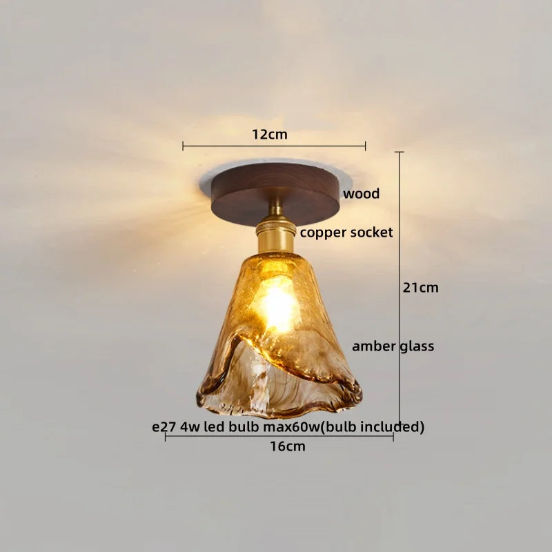 Axyaa Copper Wood LED Ceiling Lamp Modern Indoor Lighting Fixtures