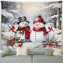 Snowman Car Winter Tapestry for Christmas Day Party Decor by Axyaa