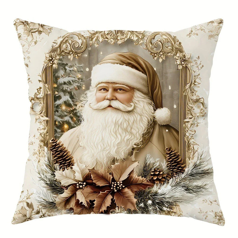 Axyaa Christmas Pillowcase Set for Home Decor - Santa Claus Reindeer Tree Design
