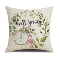 Axyaa Spring Flowers Linen Pillowcase: Bike Truck Print Cushion Cover 45x45CM