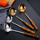 Axyaa Stainless Steel Colander Spoon with Wooden Handle