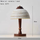 Axyaa Ceramic Lampshade with Wood Base for Bedroom, Parlor, Hotel, Dining Area