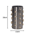Axyaa Golden Pearl Cylinder Vase with Artificial Flowers - Aesthetic Room Decor