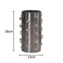 Axyaa Golden Pearl Cylinder Vase with Artificial Flowers - Aesthetic Room Decor