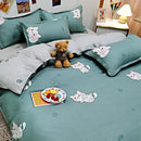 Axyaa Daisy Print Bedding Set: Queen/King Duvet Cover, Flat Sheets - Cozy & Durable