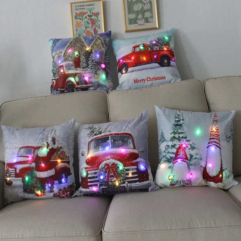 Axyaa LED Christmas Pillow Cover for Festive Holiday Decor