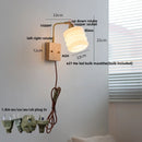 Axyaa Rotatable Walnut LED Wall Sconce White Glass Bedside Lamp