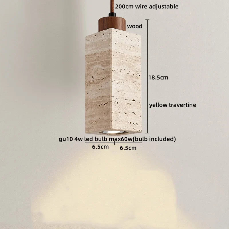 Axyaa Travertine LED Pendant Lamp for Bar, Bedroom, Living Room - Small Hanging Lights
