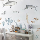 Axyaa Sharks Wall Decals | Ocean Animal Sticker | Under The Sea Nursery Decor