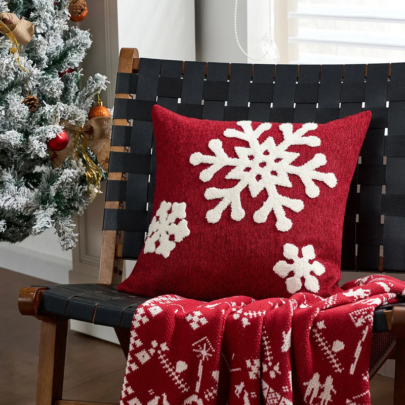 Axyaa Christmas Letter Pillow Cover Gold Holly Jolly Snowflake Soft Cushion Cover