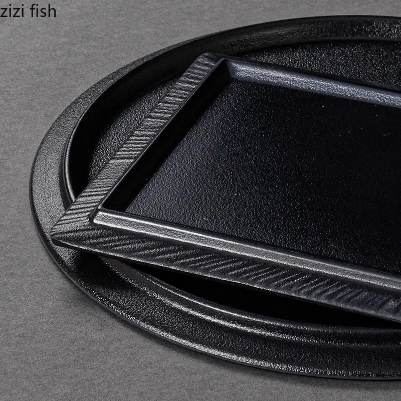 Axya Spiral Texture Melamine Steak Sushi Sashimi Plate Set for Restaurant Dining