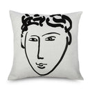 Axyaa Minimalist Matisse Portrait Linen Pillow Case, Sofa Decor, Simple Line Drawing