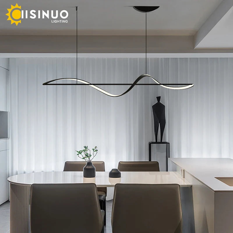 Axyaa Dimmable LED Pendant Chandelier with Remote, Adjustable Linear Design