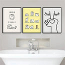 Axyaa Bathroom Yoga Funny Wall Canvas Art for Minimalist Home Decor
