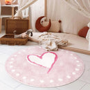 Pink Love Plush Carpet by Axyaa: Cute Minimalist Bedroom Rug for a Cozy Living Space