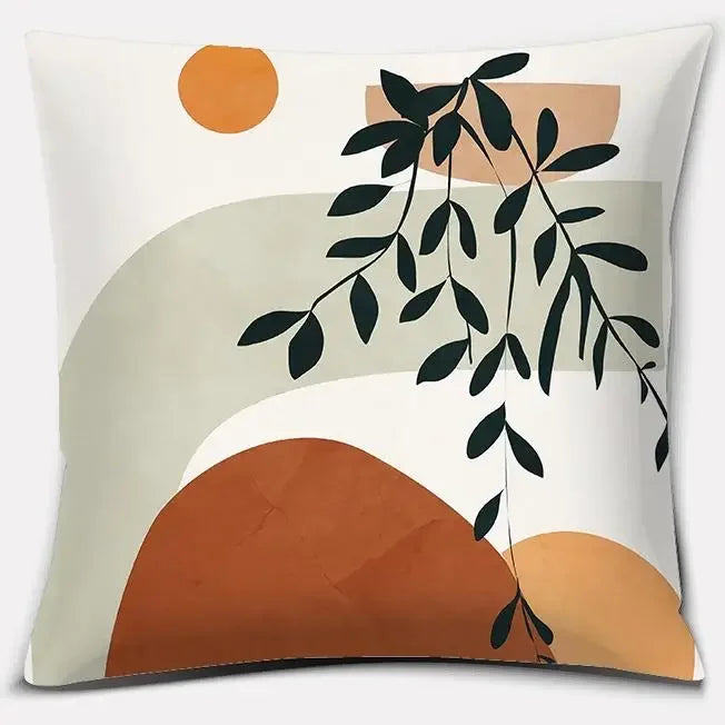 Axyaa Brown Green Abstract Pillow Cover 45x45 - Home Office Bedroom Sofa Car Decoration