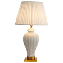 Axyaa Modern High Temp White Ceramic Table Lamp for Living Room & Bedroom