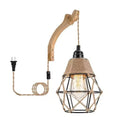 Axyaa Minimalist Wood and Rope Wall Light with Switch for Dining Bar Bedroom