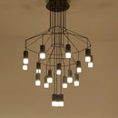 Axyaa Black Acrylic LED Pendant Chandelier | Modern Minimalist Line Design Indoor Lighting