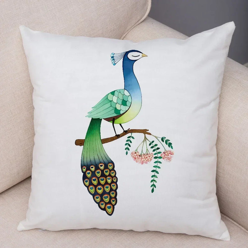 Axyaa Cartoon Parrot Pillowcase with Birds and Flowers 45x45cm
