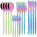Axyaa Rainbow Stainless Steel Cutlery Set - 16-Piece Dinner Flatware Kit