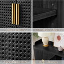 Axyaa 4-Door Wooden Storage Cabinet with Adjustable Shelf and Iron Legs