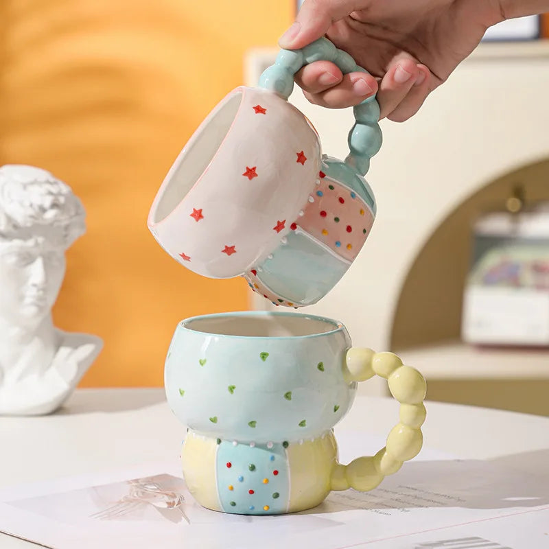Axyaa Ceramic Sweet Mug, High Color Value Coffee Cup, Breakfast Milk Tea Juice Cup
