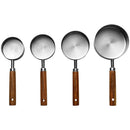 Axyaa Stainless Steel Measuring Cups & Spoons Set with Wooden Handle