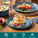 Axyaa 18/36 Piece Blue Ceramic Dinnerware Set Vertical Edge Reactive Glaze