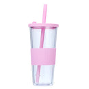 Axyaa Double-layer Plastic Straw Cup with Sleeve - Portable, Reusable, and Stylish