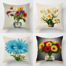 Colorful Flower Vase Pillow Covers by Axyaa for Sofa, Bedroom, Car - Patterned Cushion Cover