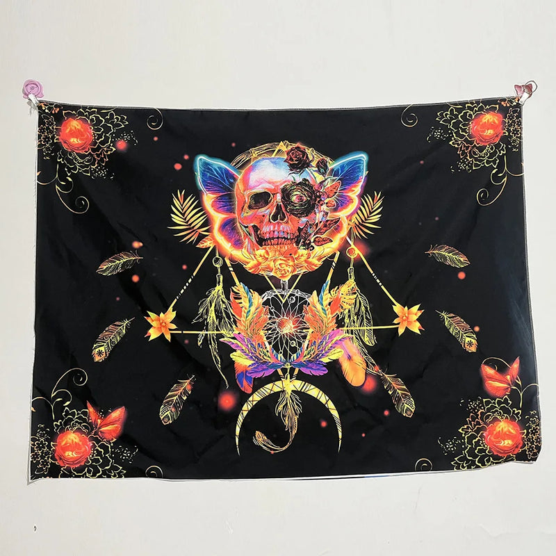 Axyaa UV Mushroom Mandala Tapestry for Home & Bedroom - Psychedelic Aesthetic Room Decor
