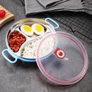 Axyaa Stainless Steel Round Lunch Box | Leak-proof Kids Bento Box with Compartments