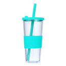 Axyaa Double-layer Plastic Straw Cup with Sleeve - Portable, Reusable, and Stylish