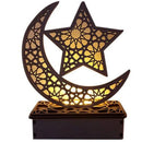 Wooden Moon Star LED Lights Decor for Eid Mubarak Night Light by Axyaa