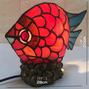 Axyaa Small Fish Tiffany Glass Table Lamp - LED Desk Light for Home Decor