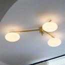 Axyaa Gold Glass LED Chandelier Bauhaus Brass Ceiling Lamp