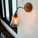 Axyaa Vintage Glass LED Wall Lamps, Japanese Style Pull Chain Copper Sconce
