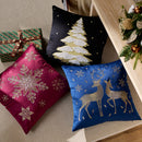 Axyaa Christmas Elk Embroidered Pillow Cover - Soft Short Plush Cushion