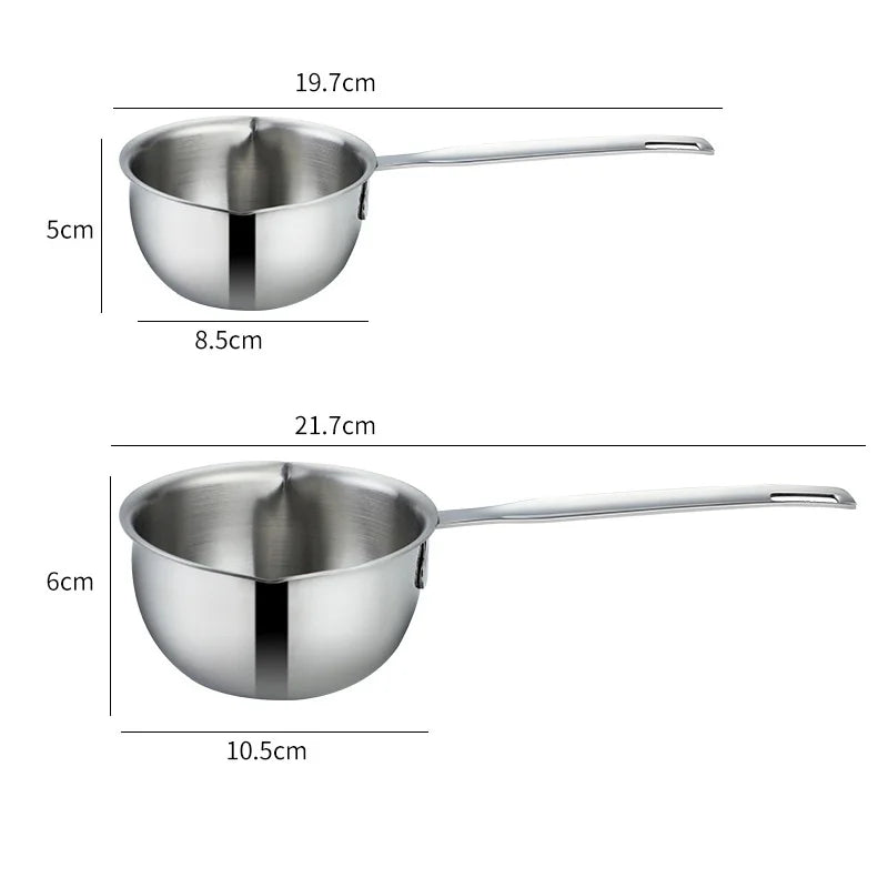 Axyaa Stainless Steel Oil Pot with Wooden/Steel Handle, Small Saucepan - Cooking Tools & Kitchen Accessories
