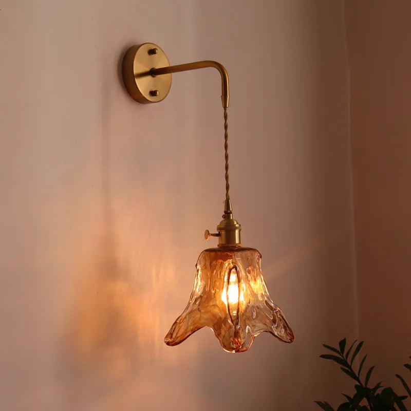 Axyaa Nordic Amber Glass LED Wall Lamp for Living Room and Bathroom
