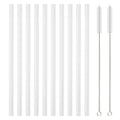 Axyaa 12Pcs Glass Straw Set: Reusable Straws 8'' Long with Cleaning Brush